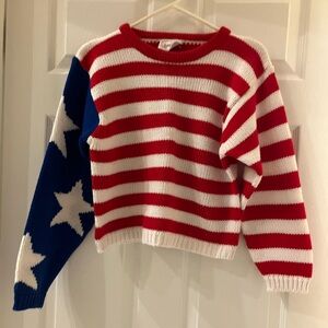 Red white and blue patriotic crop sweater